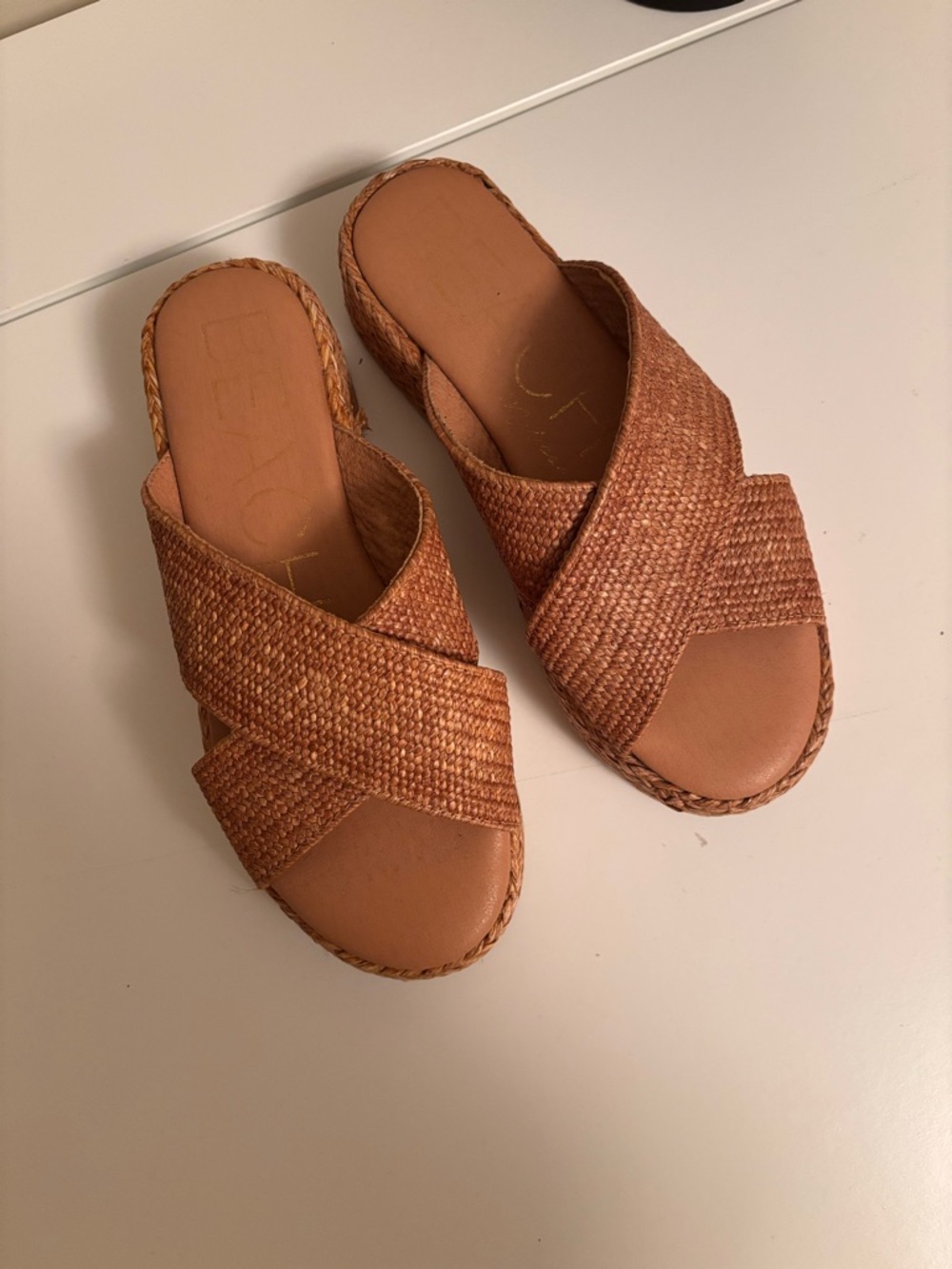 Beachy platform heeled woven sandals